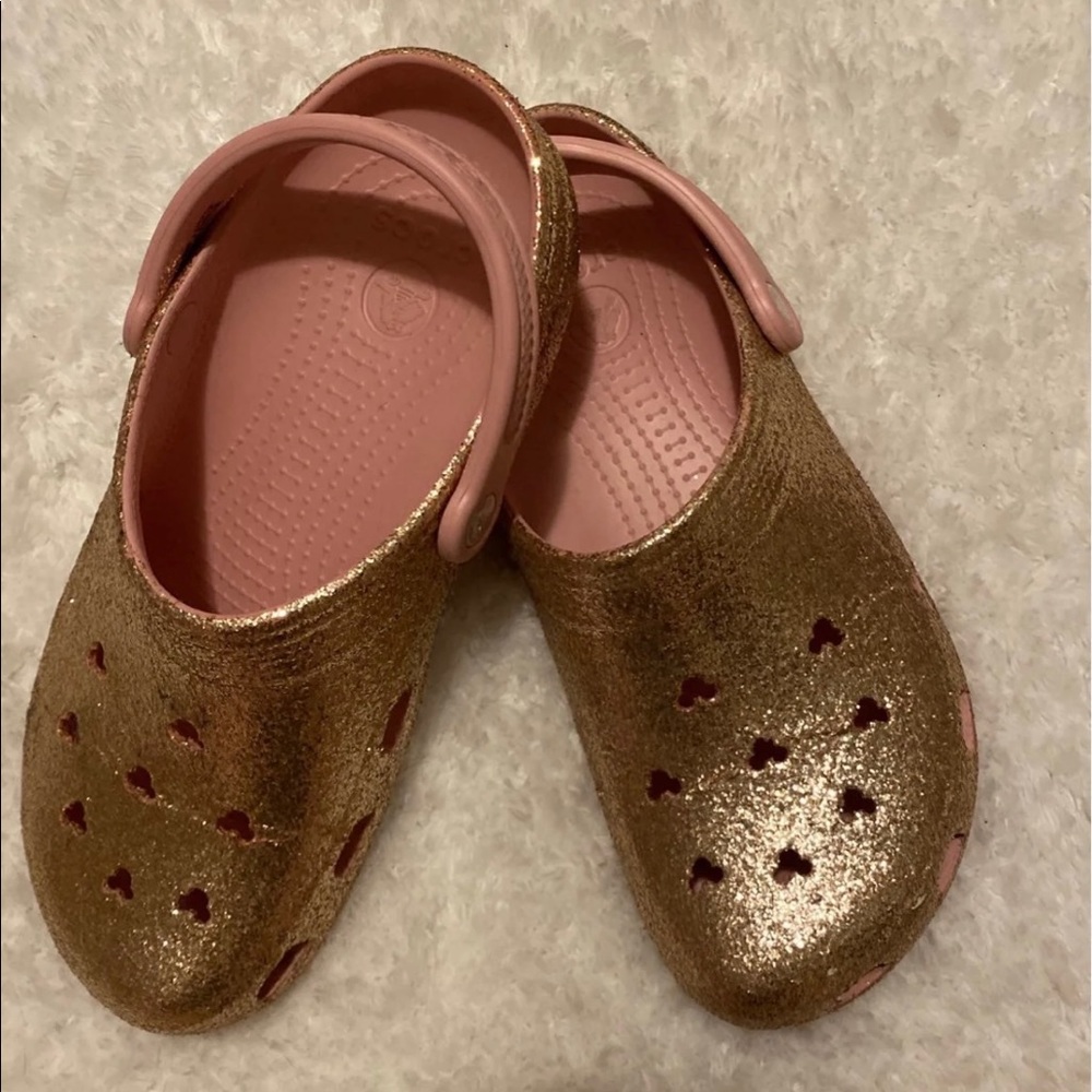Disney Briar Rose (rose gold) Glitter Crocs W11/M9